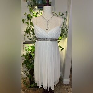 City Triangles White Strapless Dress with Silver Accents